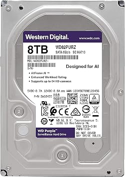 Western Digital - WD 8TB Purple Surveillance Internal Hard Drive - 7200 RPM Class, SATA 6 Gb/s, 256MB Cache, 3.5, Crypto Chia Mining - WD82PURZ - BROAGE HDMI Cable, Solid State Drive