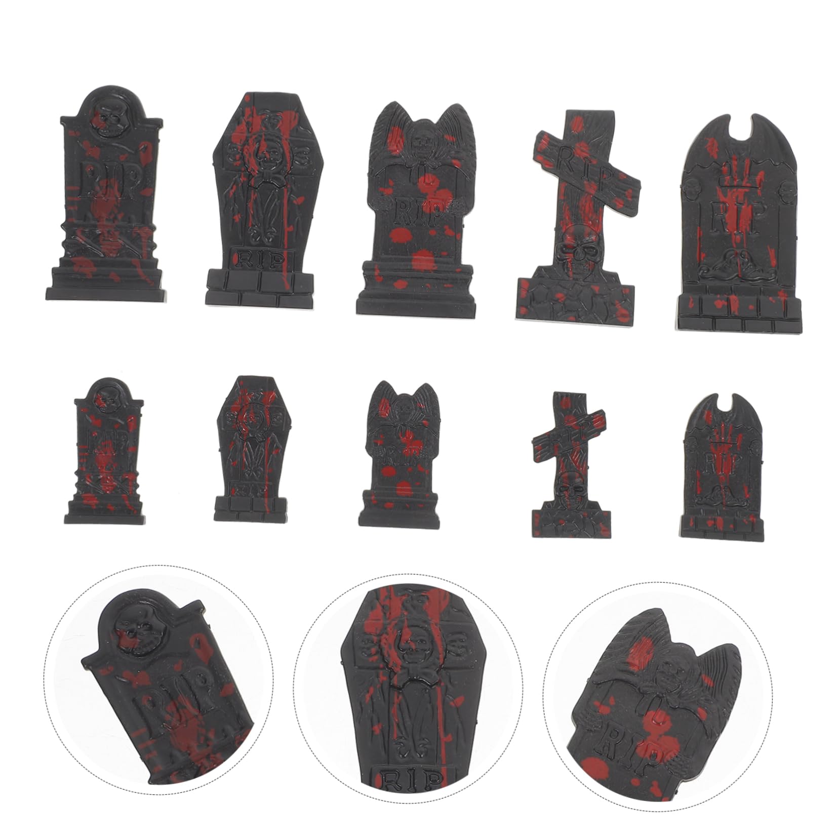 Alasum 100 szt. czaszka nagrobek dekoracja na Halloween nagrobek mini nagrobki Halloween nagrobek model nagrobki Halloween nagrobek dekoracja impreza nadmuchiwane tworzywo sztuczne