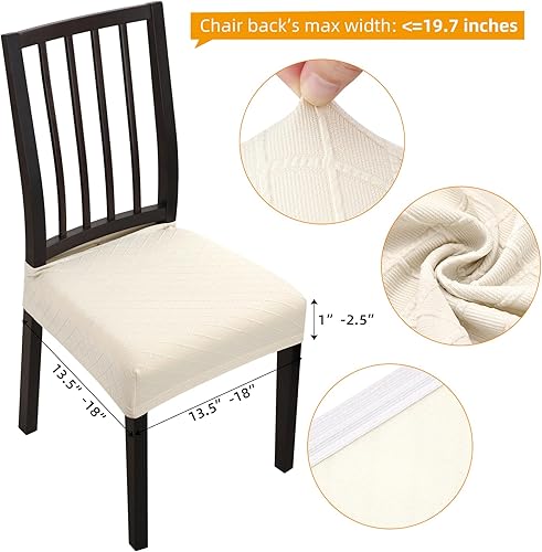Miniatura 3 de Fuloon Fundas elásticas de jacquard para sillas de comedor, 6 fundas de asiento de silla, lavables, fundas para sillas de comedor (chocolate, 6)