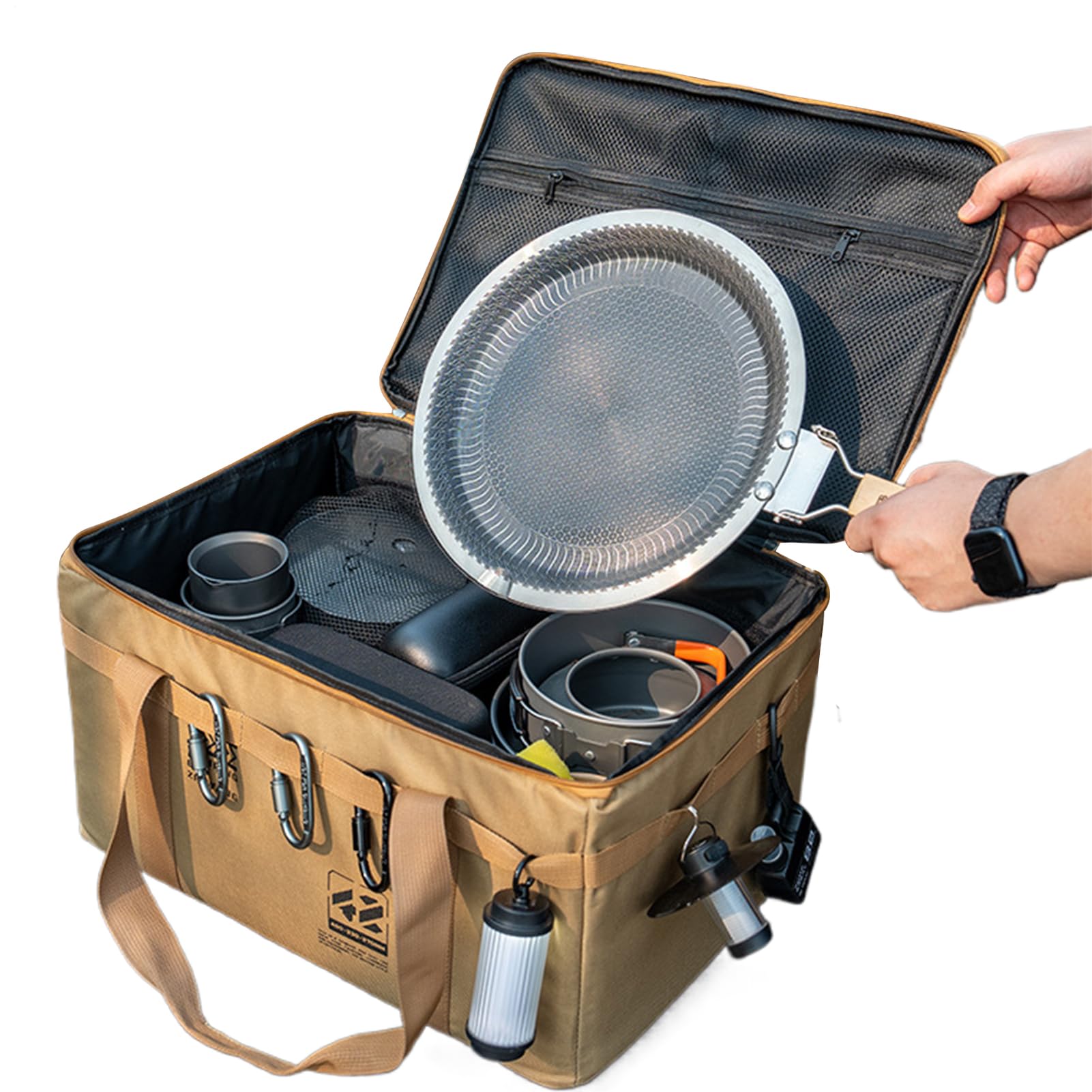 Bolsa Organizadora para Camping - Organizador De Camping con Bolsa para Utensilios De Cocina - Diseño Ergónomico con Asas Plegable Impermeable para Bebidas, Ollas, Cocina, Tazones Y Alimentos