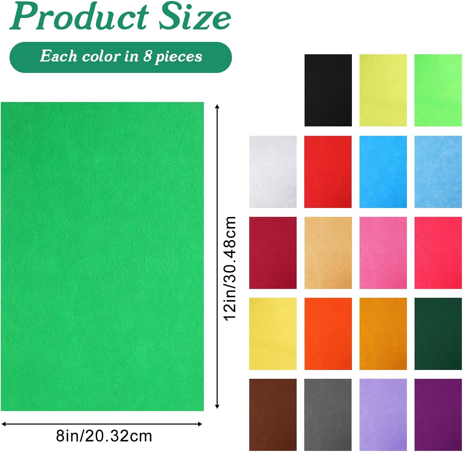 160 Pcs 12 x 8 Inch Felt Sheets Bulk 1 mm Thick Soft Felt Fabric Sheet 20 Colors for Christmas DIY Craft Sewing Squares Nonwoven Patchwork 8 Pieces Per Color