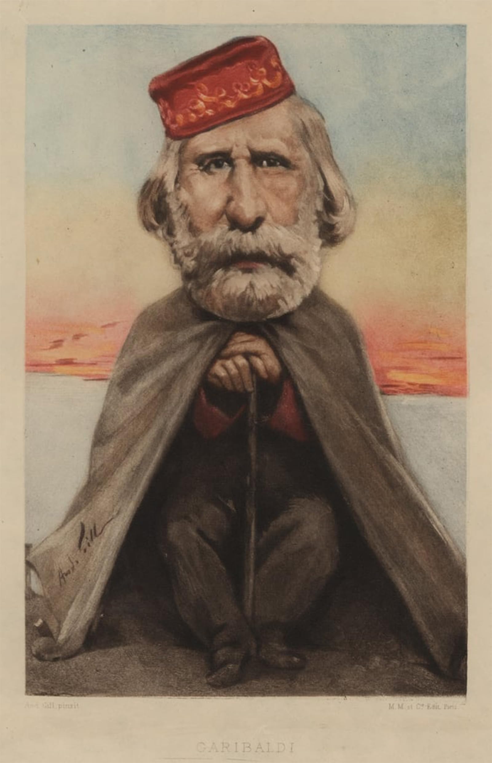 ARTXLXXBN Famous Art Print Poster Vintage Wall Art Giuseppe Garibaldi Italian Soldier Politician and Nationalist by Andre Gill Canvas Art Poster for Home Decor 60x90cm