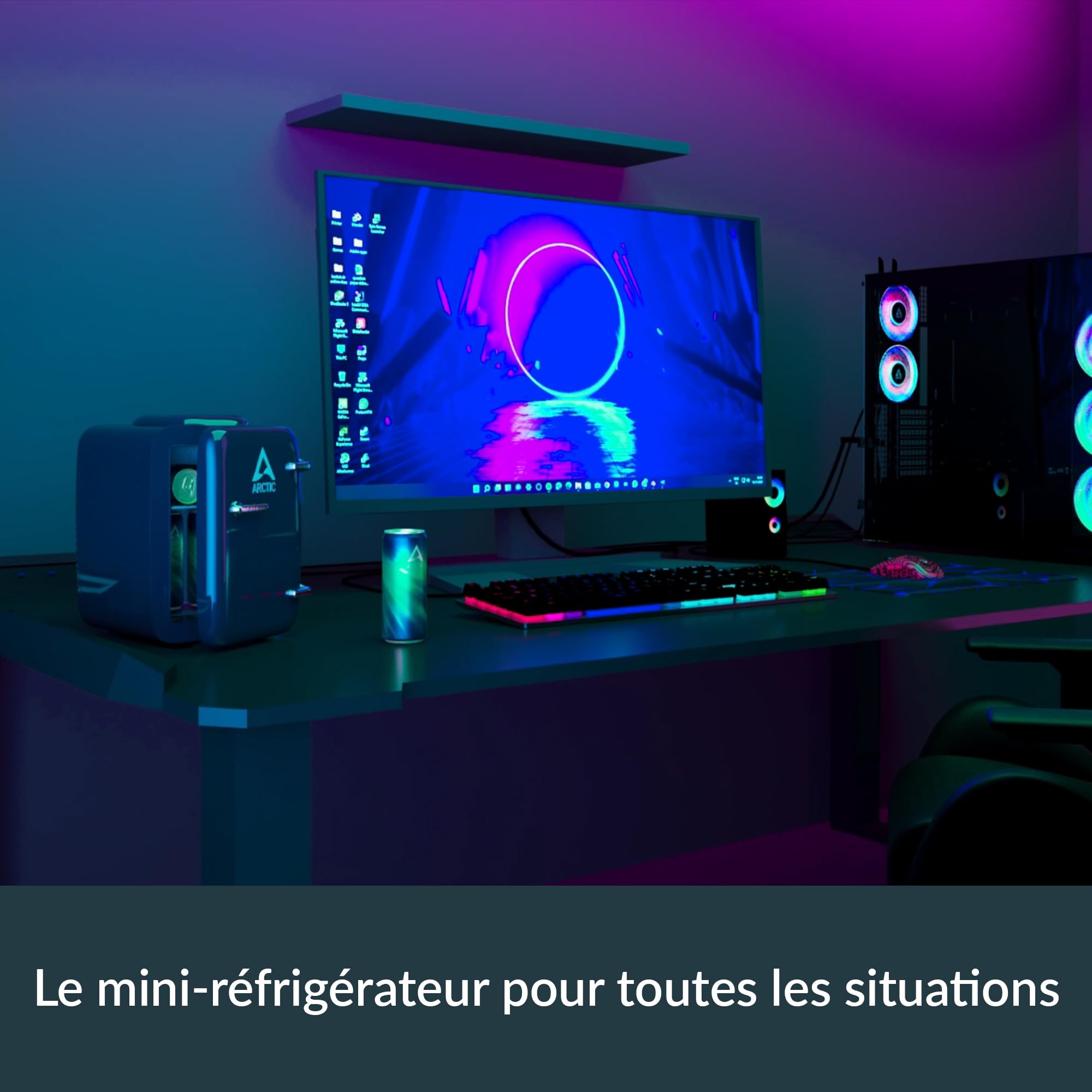ARCTIC Mini-réfrigérateur 4L 12V DC 220V AC refroidissement chauffage pour voiture bureau camping Bleu
