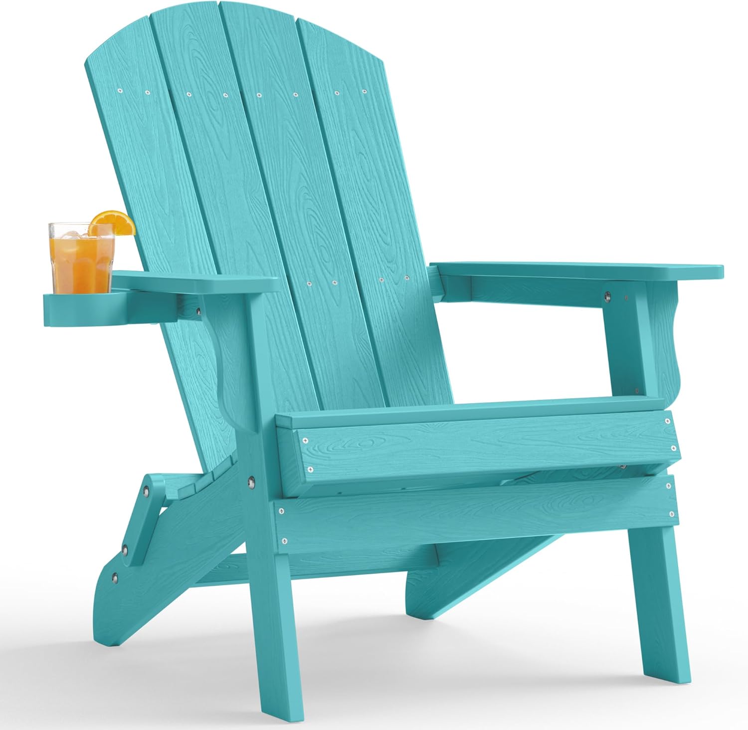 YEFU Adirondack Chair, Oversized Plastic Adirondack Chair Folding Outdoor Chairs with Cup Holder, Lawn Chair with Weather Resistant for Outside Deck Lawn Garden, Weight Capacity Up to 400 Lbs –Aruba