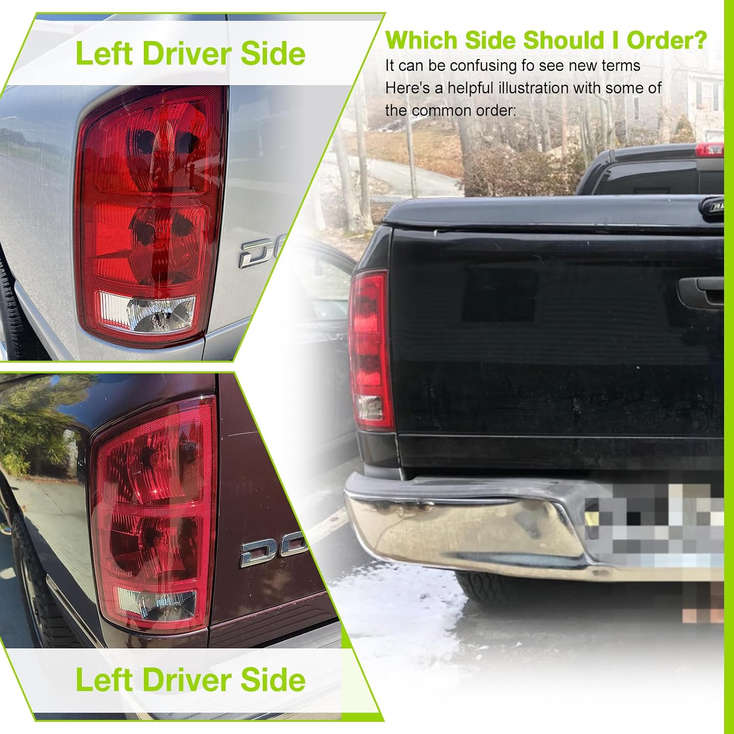 Rear Tail Light assembly for 2002-2006 Dodge Ram 1500, 2500, 3500 w/o Bulbs Red Left Driver Side