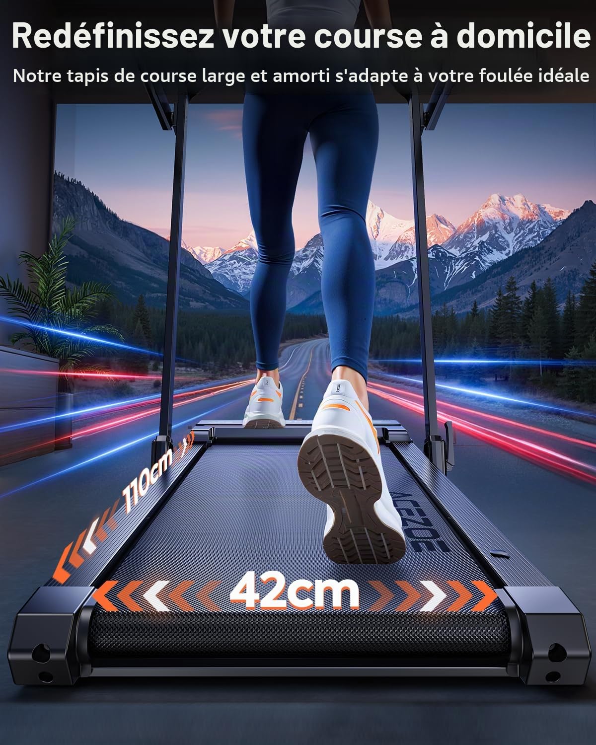 Tapis de Course pour la Maison avec Inclinaison, Tapis de Marche 5 en 1 avec Inclinaison de 12%, Tapis de Course Pliable 2,5 HP pour la Maison et Le Bureau, Affichage 2 LED, Charge maximale : 136 kg