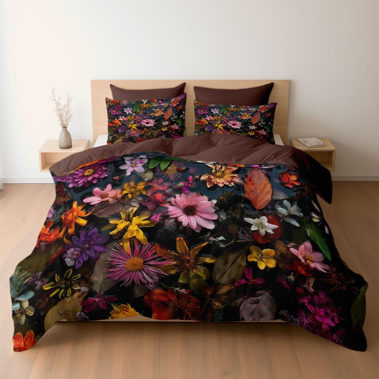 Housse de couette 160x200 cm pour décoration de chambre fleurie
