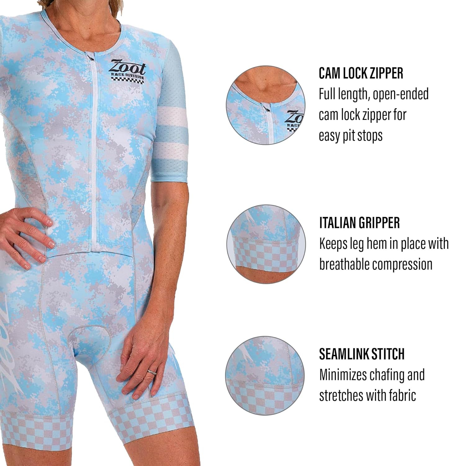 Zoot Women’s LTD Tri Aero Fz Racesuit, Short Sleeve Aerodynamic Cycle Race Swim Bike Run Tri Suit with Pockets UPF 50+ Fabric - Image 4