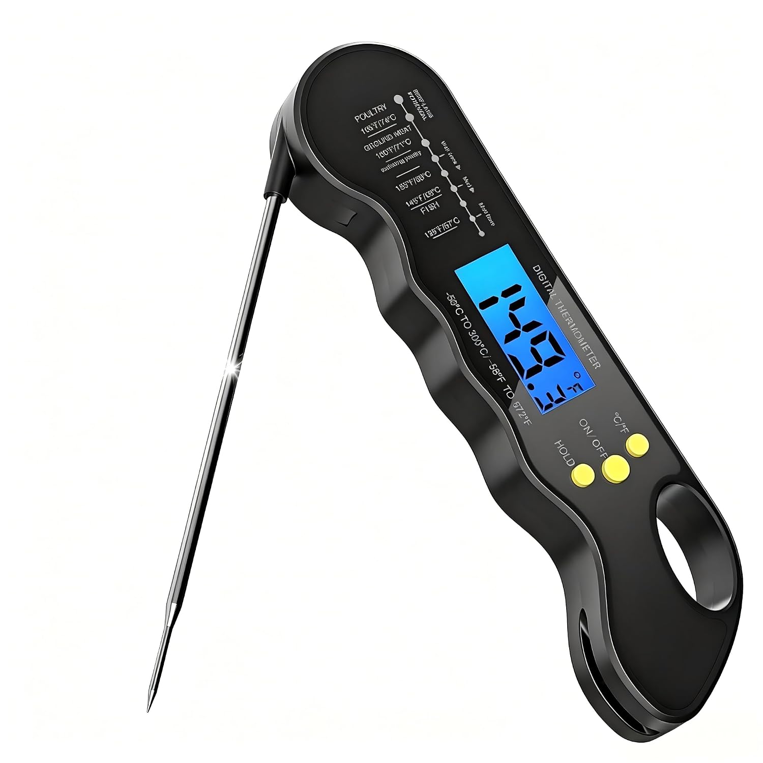 Instant Read Meat Thermometer, Fast Digital Food Thermometer with Magnet, Backlight for Candy Making Beiyong