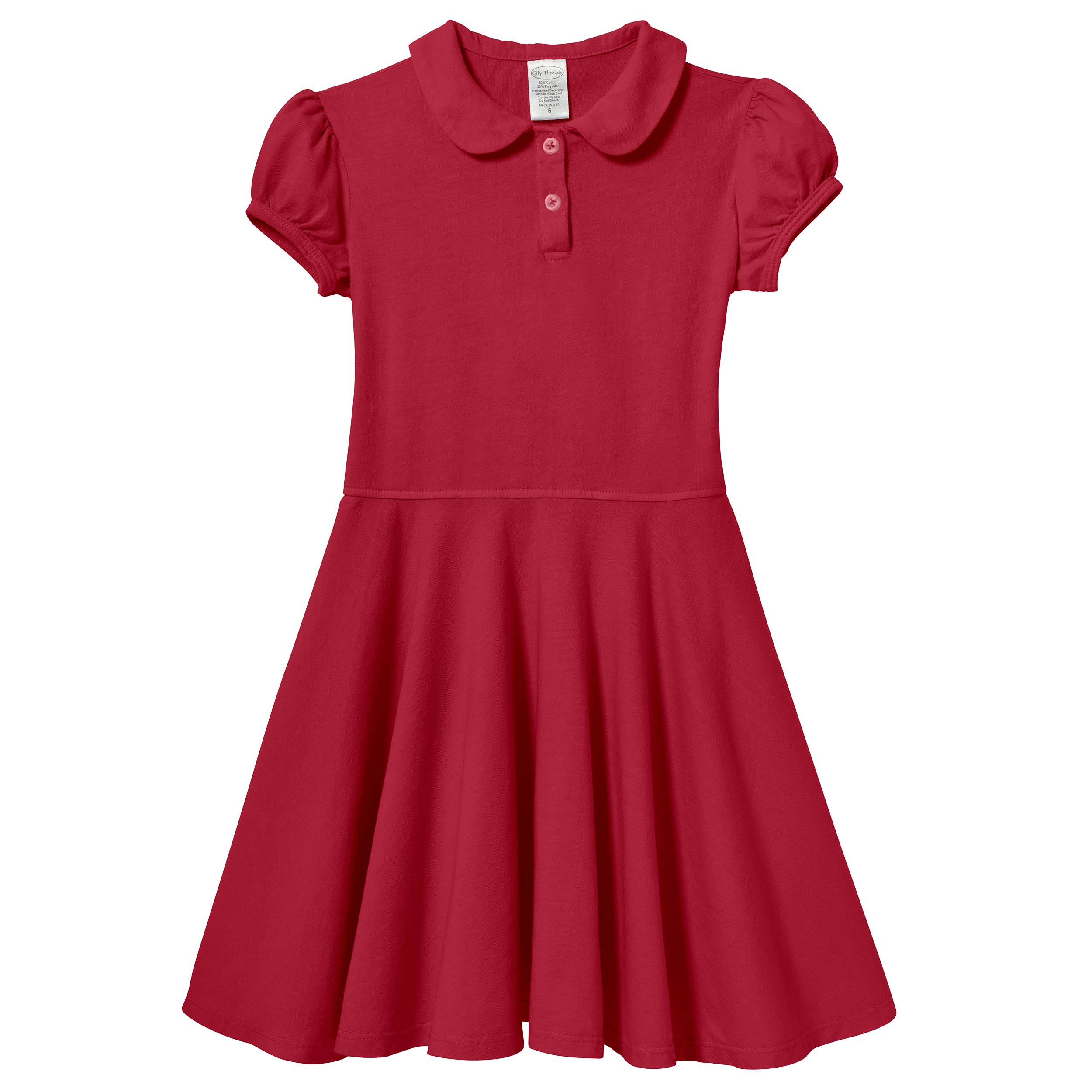 City Threads Girls' Cotton Polo Puff Tee Dress