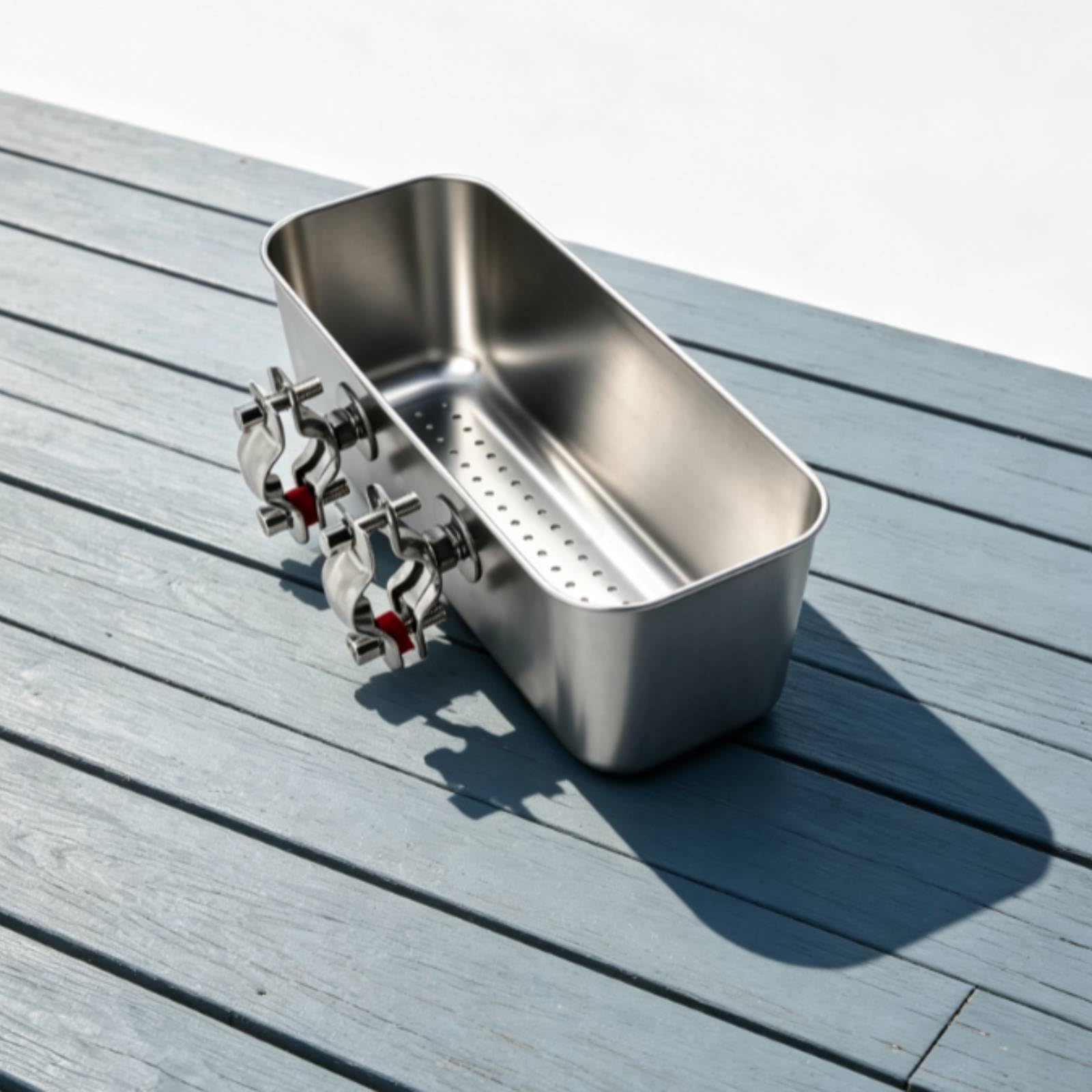 LOVIVER Recipiente Portacebos Pesca con Pinza Montaje para Acero Inoxidable con Perforaciones Drenaje Acuada para Pesca y, Diámetro De Soporte 25mm