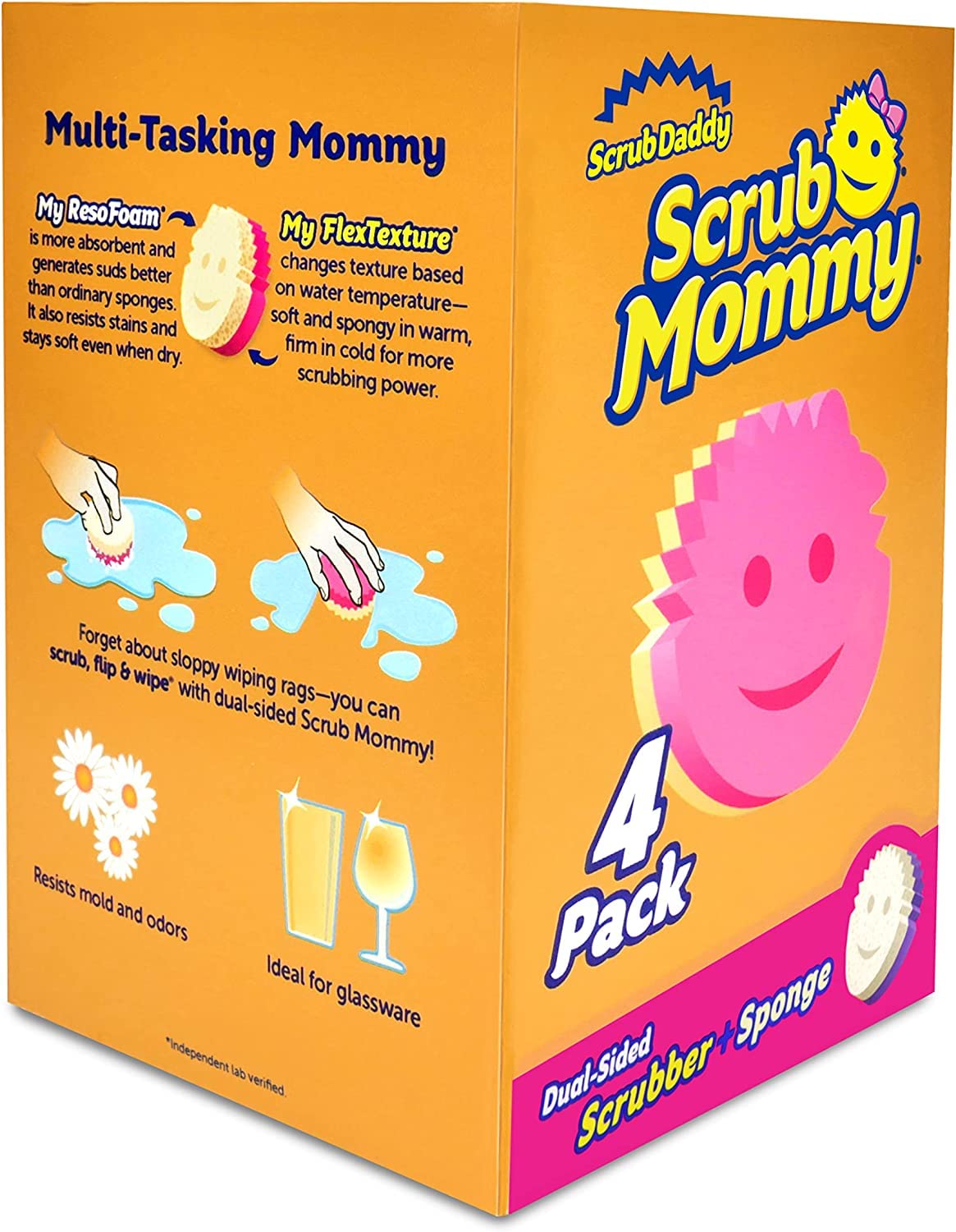 Scrub Daddy Dual Sided Sponge and Scrubber - Scrub Mommy - Scratch Free Sponge for Dishes and Home