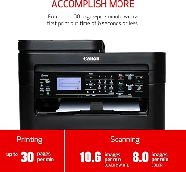 Canon imageCLASS MF264dw II - Monochrome Duplex Wireless Laser Printer, Multifunction with Scanner, Copier, Auto Document Feeder, Mobile Ready, 30 PPM, Black