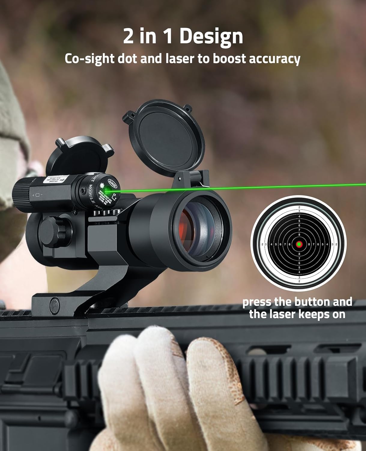 CVLIFE 1x30mm Red Dot Sight Scope with Green Laser Reflex Sight for 20mm Cantilever Mount