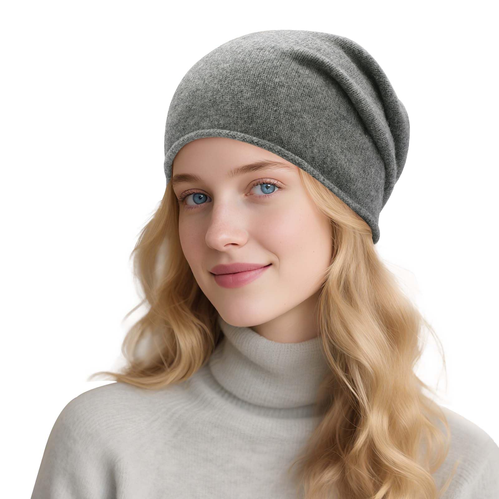 ZLYC Winter Wolle Strickmütze Slouchy Beanie für Damen Herren