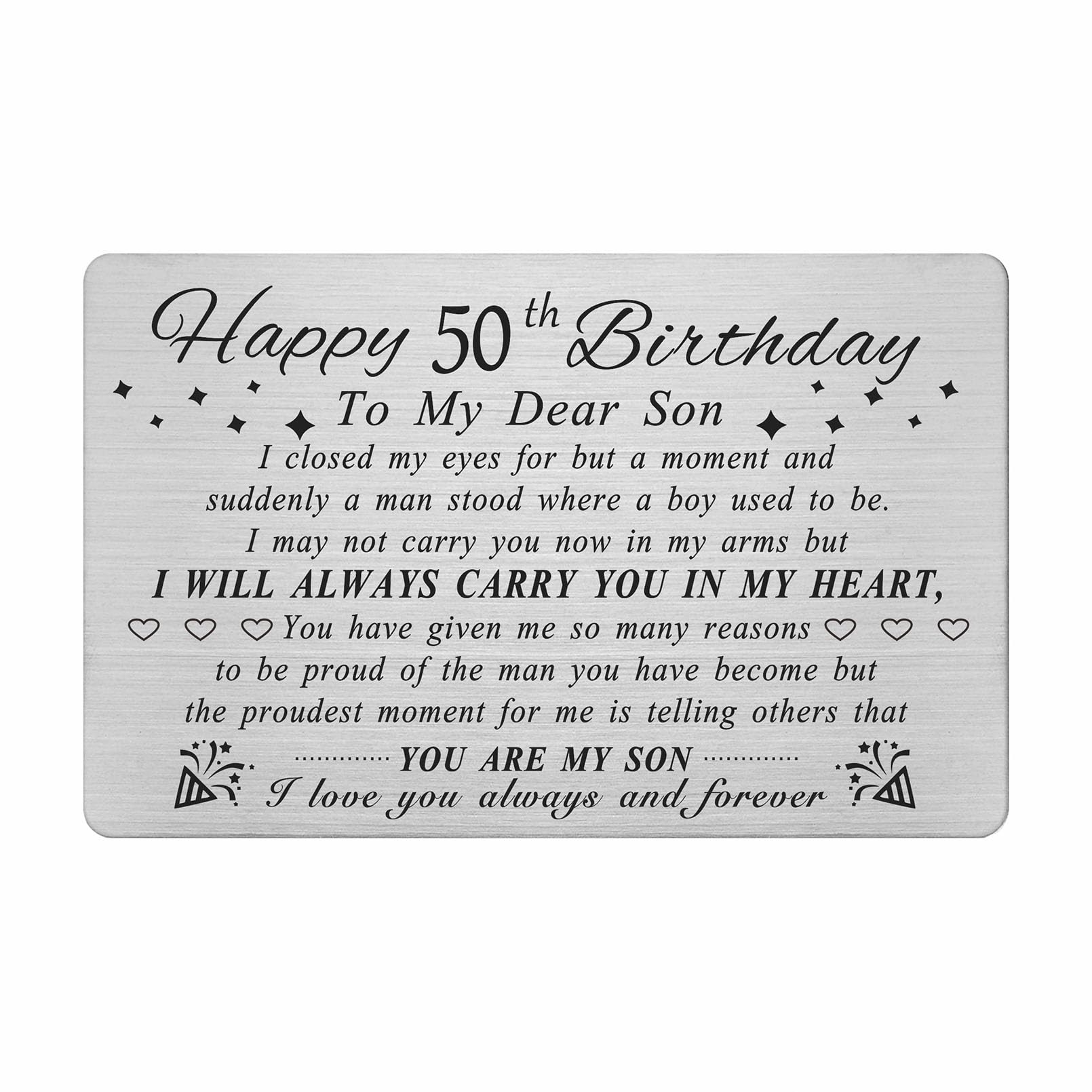 DEGASKEN 50th Birthday Card for Son, Son 50th Birthday Card from Parents, 50th Birthday Gifts Decorations for Men Him, Gifts for 50 Year Old Sons,