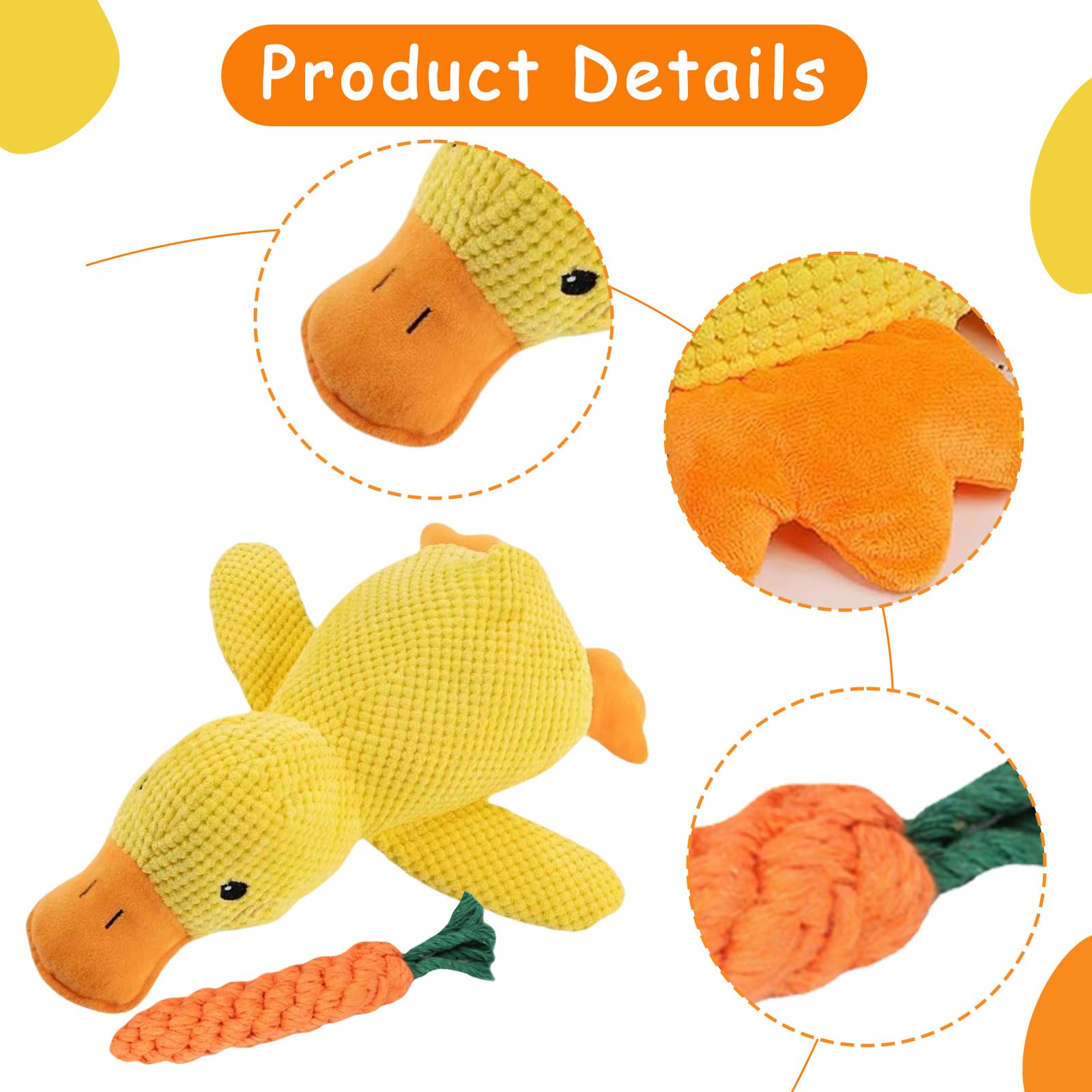 AYNKH 2 PCS Quacking Duck Dog Toys for Dogs Stress Resistant Duck for Dogs Cute Dog Plush Stress Resistant Duck Toys - Image 3