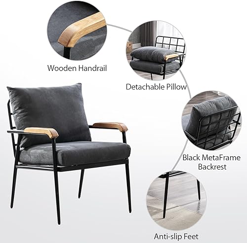 Miniatura 5 de Phoenix Home Sillas modernas de mediados de siglo, gris