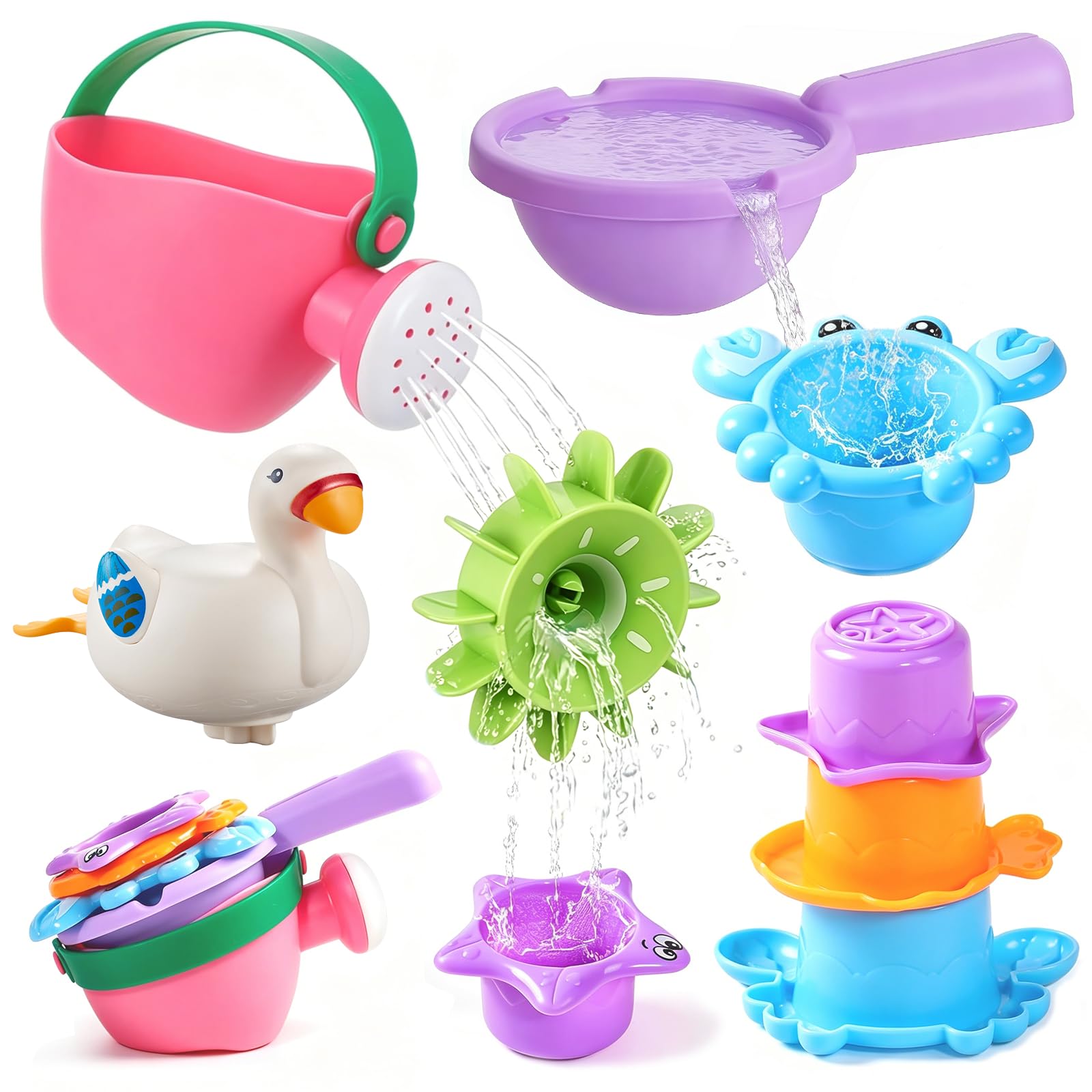 Bath Toys for 1 2 3 4 Year Old, No Mould Baby Bath Toys 12+ Months, Fun and Safe Toddler Bath Toys, Swimming Little Duckling Water Play Toys Swimming Pool Toys for Children Boys Girls