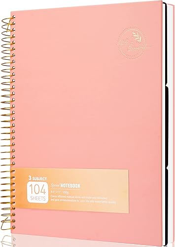 Miniatura 8 de Cuaderno de espiral grande de 85 x 11 pulgadas cuaderno en espiral de 3 temas para tomar notas papel de alta calidad 353ozm 104 hojas diario con