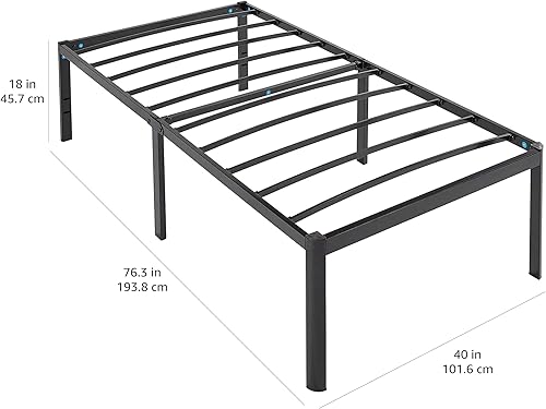 Miniatura 2 de Tienda Basics Base de cama antideslizante resistente y resistente, tamaño individual, soporte de listones de acero, sin ruido, fácil montaje, 18