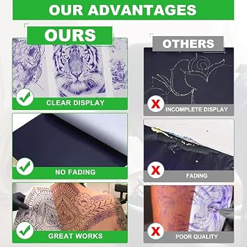 ARTFLY Tattoo Stencil Paper - 100 Sheets Transfer Paper A4 Tattoo Paper for Thermal Printers and Professional Artists