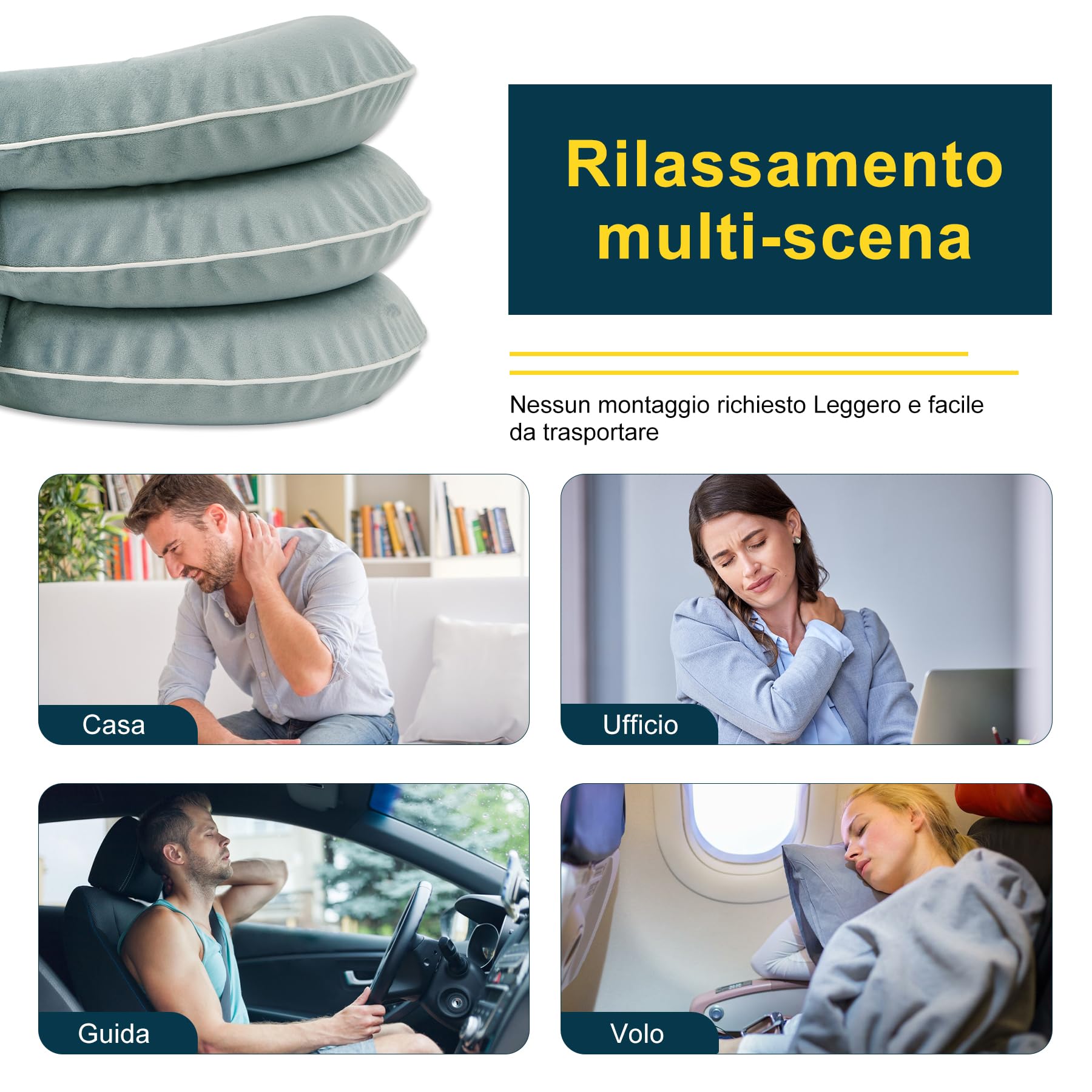 EVERCRYO Dispositivo di trazione cervicale del collo, estensore gonfiabile per collo, cuscino di trazione collare cervicale, decompressione del collo (Grigio)