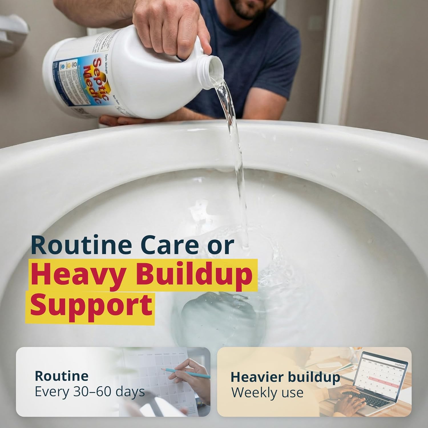 Septic Medic Septic Tank Treatment, Enzyme System Cleaner, Breakdown Sludge, Breakdown Grease and Fat, Supports Drainfield and Leach Field Free Flow, Backed by Science – 1 Gallon