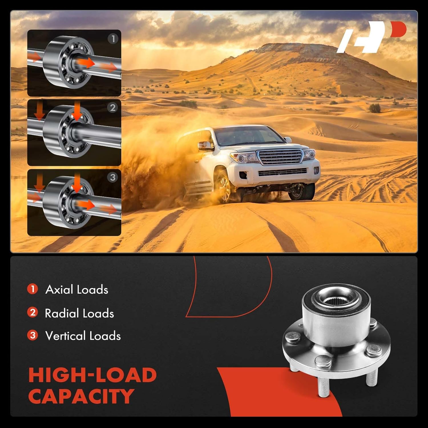 A-Premium 2 x Front Wheel Bearing and Hub Assembly with 5-Lug Compatible with Land Rover LR2 2008-2015, AWD Only, Without ABS