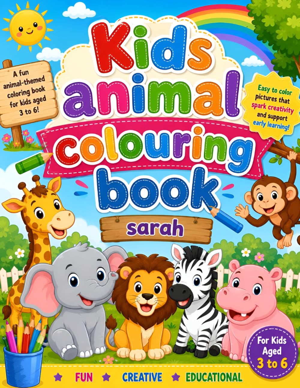 Kids Animal Coloring Book for Ages 3-6: Fun and Easy Animal Coloring Pages for Toddlers and Preschool Kids | Cute Animals to Color, Learn, and Enjoy