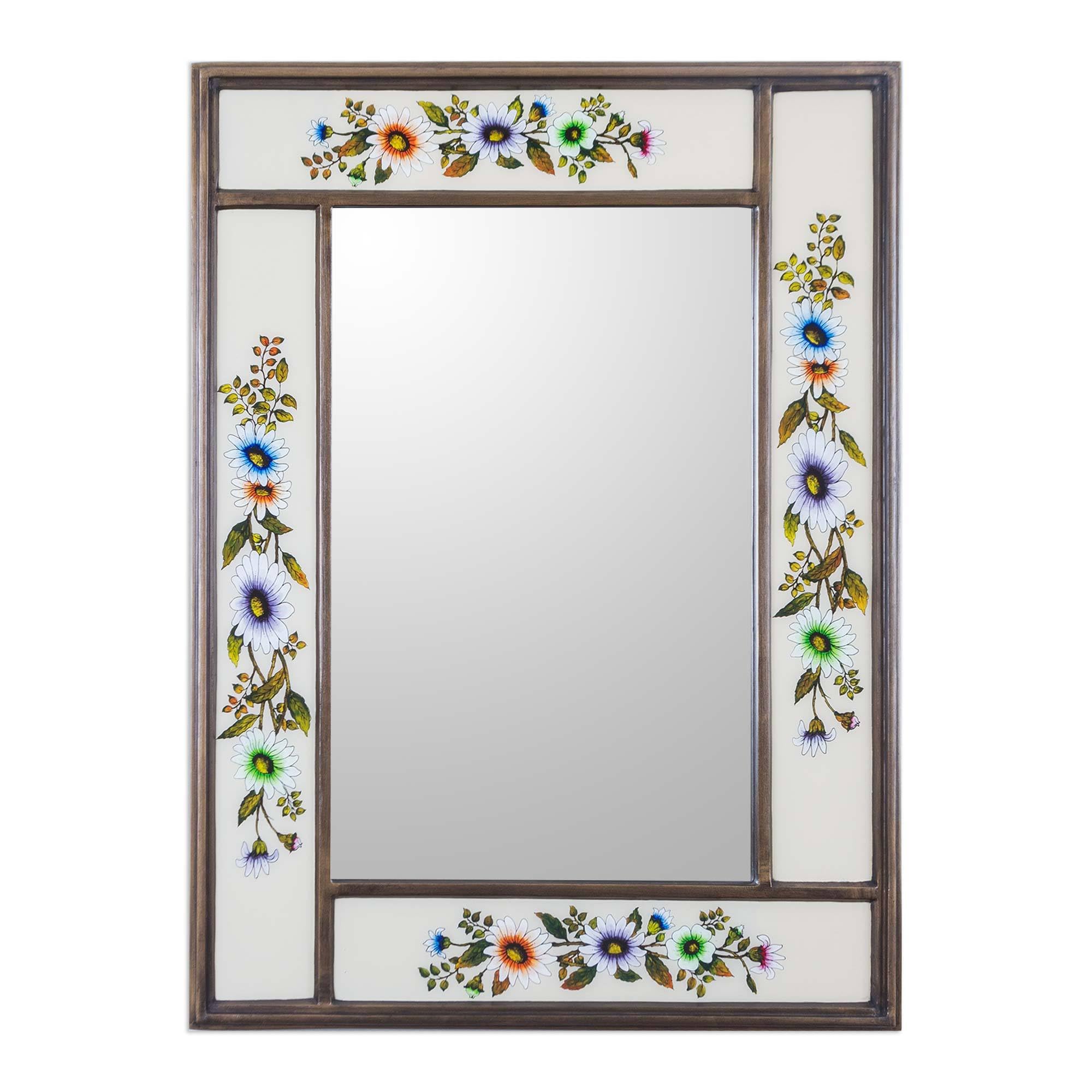 Amazon.com: NOVICA White Floral Reverse Painted Glass Frame