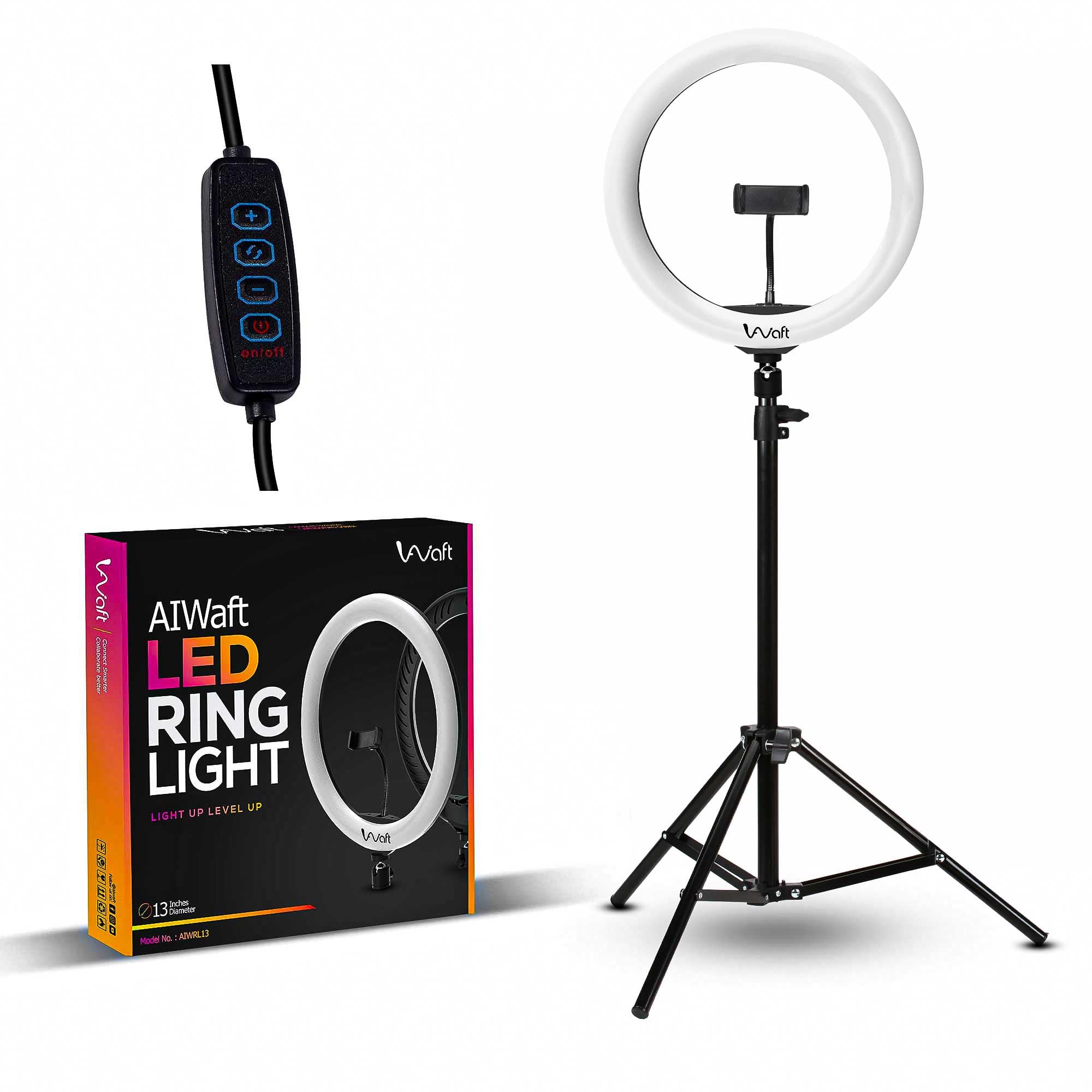 AIWaft 13-Inch Ring Light with Tripod Stand & Phone Holder | 2700K