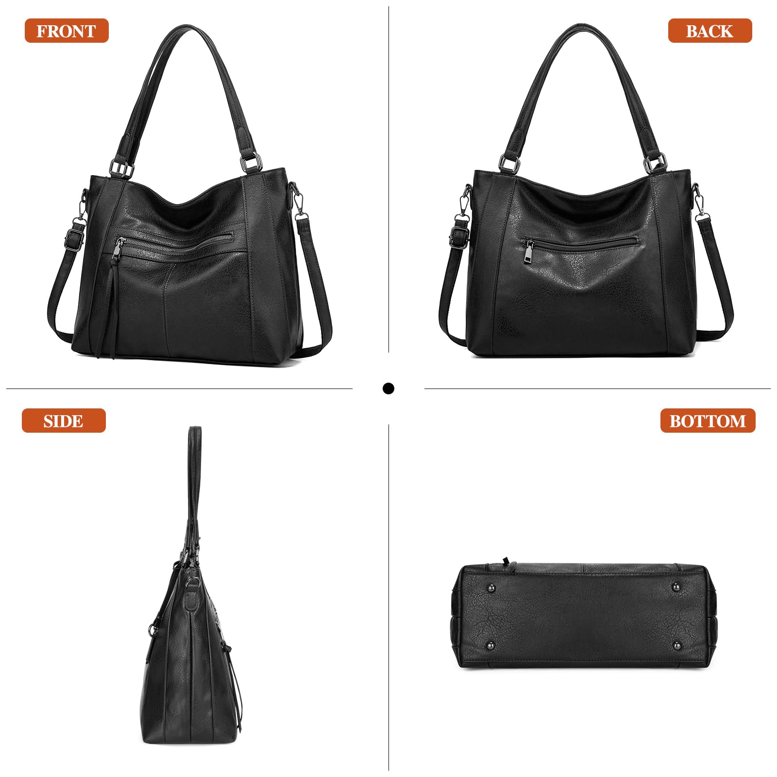 BAIGIO Bolso de Mano para Mujer Bolso de Hombro Bolso Tote de Cuero PU con Gran Capacidad Impermeable Bolsa Cruzada Bolsa de Compras para Compras Viajes Trabajo Oficina Escuela