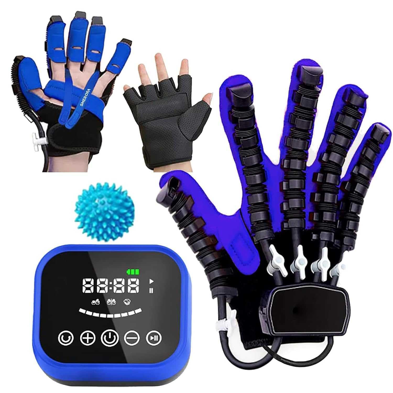 Stroke - Férula de mano izquierda M - Guantes robóticos de rehabilitación con modo espejo, pantalla LCD, entrenamiento de un solo dedo para recuperación de la mano