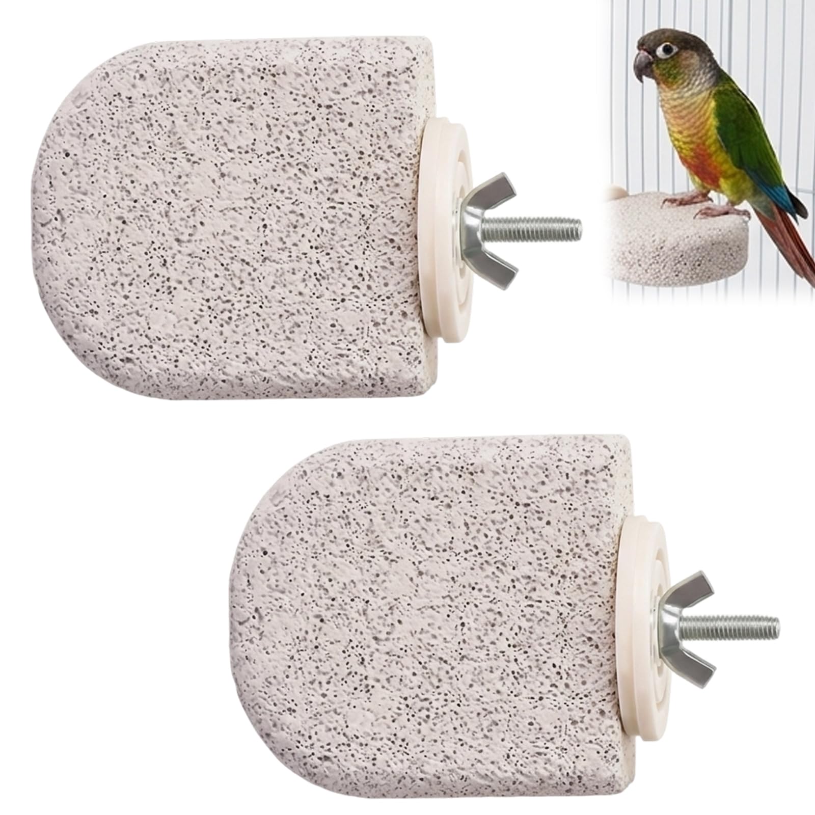 2 Pcs Bird Perches for Cage, Natural Lava Ledge with Ice Cream Design, Tool-Free Installation for Small Bird Cage Accessories, Beak and Claw Grooming Bird Perch for Lovebirds