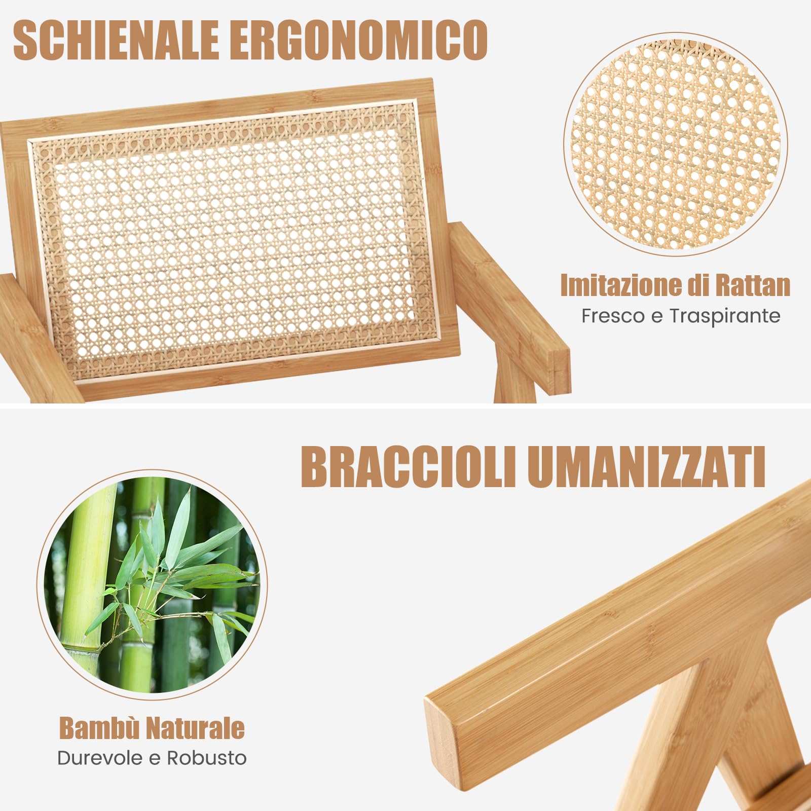 Set di 2 sedie da pranzo in legno massello senza braccioli