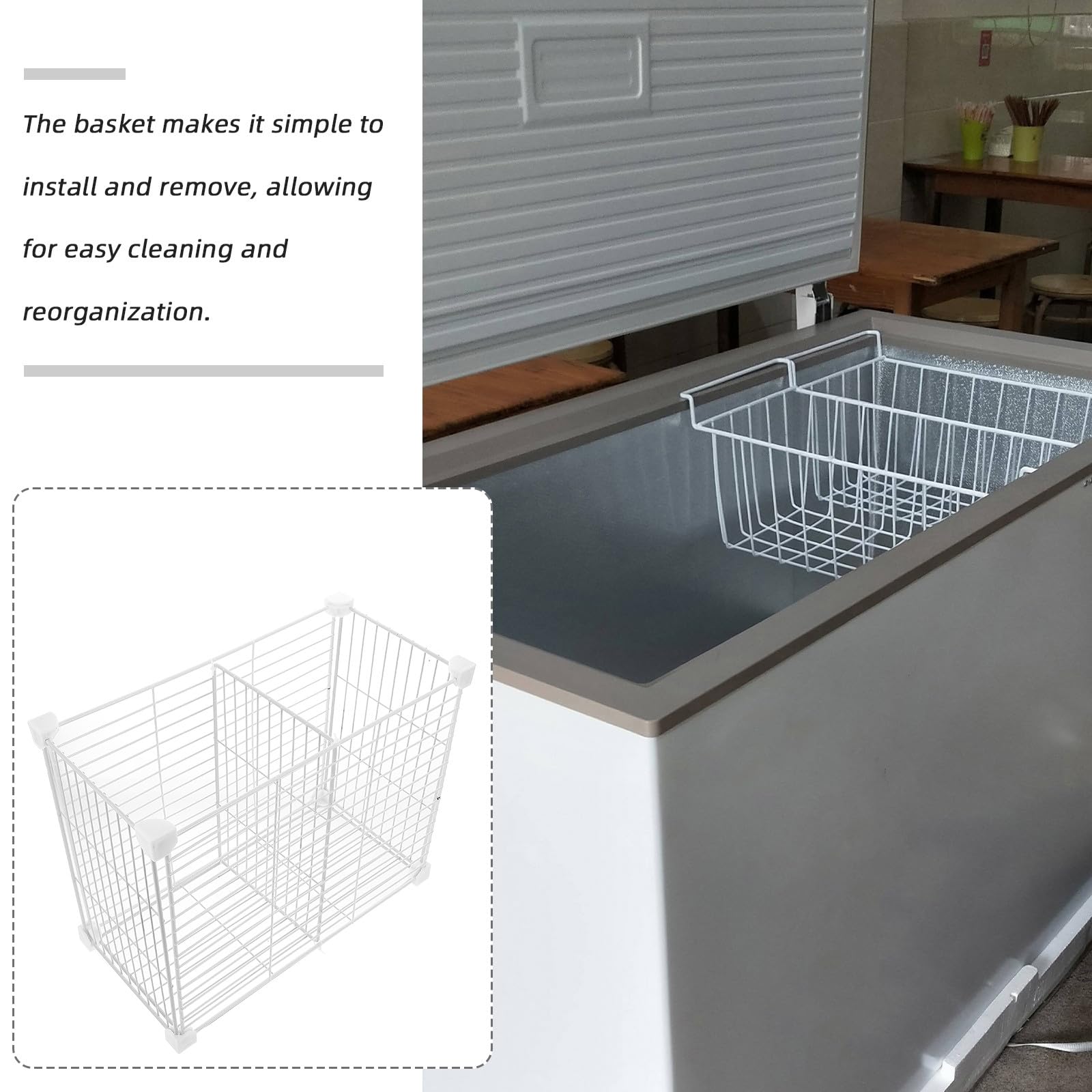 Uonlytech Organizador para Congelador Rejilla de Hierro y Cesta Inferior, Divisiones Internas para Almacenamiento Fácil y Categorización en Refrigeradores y Despensas