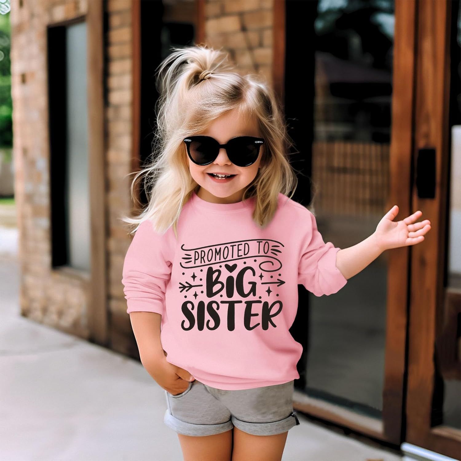 Promoted to Big Sister Sweatshirts Toddler Baby Girl Announcement Big Sis Pullover Crewneck Shirts Fall Tops Clothes - Image 2