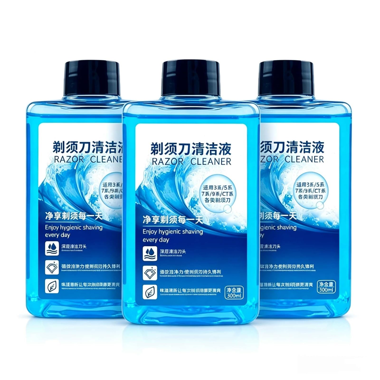 Líquido De Limpieza for Afeitadora Recambio, 300ml X3, Clean & Renew Reemplazo CCR2/CCR4, Limpieza Profunda Cabezal Lubricación, Compatible con Braun 3/5/7/9/CT Series