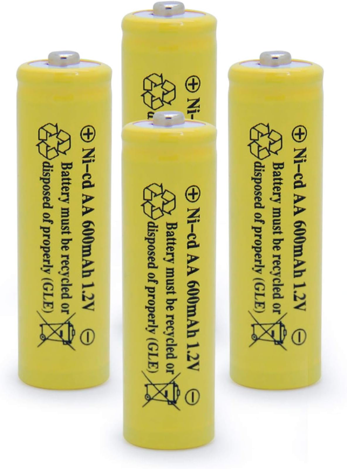 Solar Light Rechargable Batteries Cell for Garden/Lawn/Sidewalk Lamp 1.2V AA Ni-CD 600mAh 2A(4 Pack AA Yellow)
