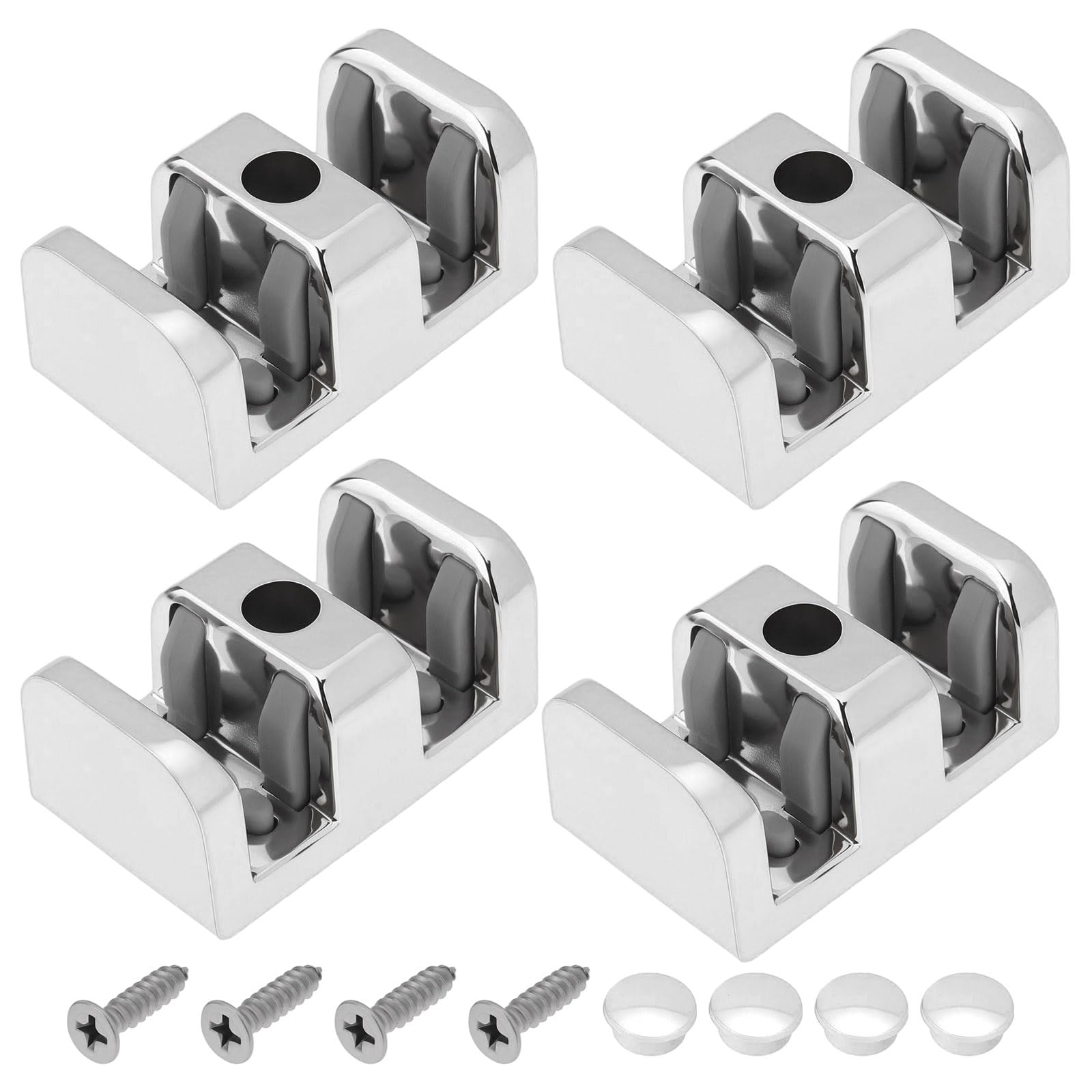 Be In Your Mind 4pcs 8mm Anti-Collision Stopper Side Guide Suitable for Glass Bathroom Sliding Door Shower Room Sliver(50 X 30 X 24mm)