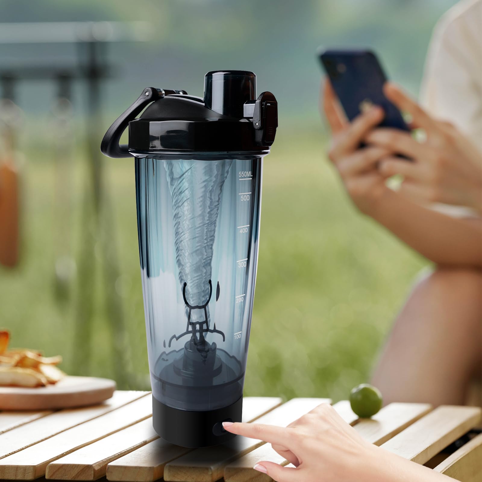 BORDEAG Frullatore Elettrico Ricaricabile USB 650ML Tritan Senza BPA Nero