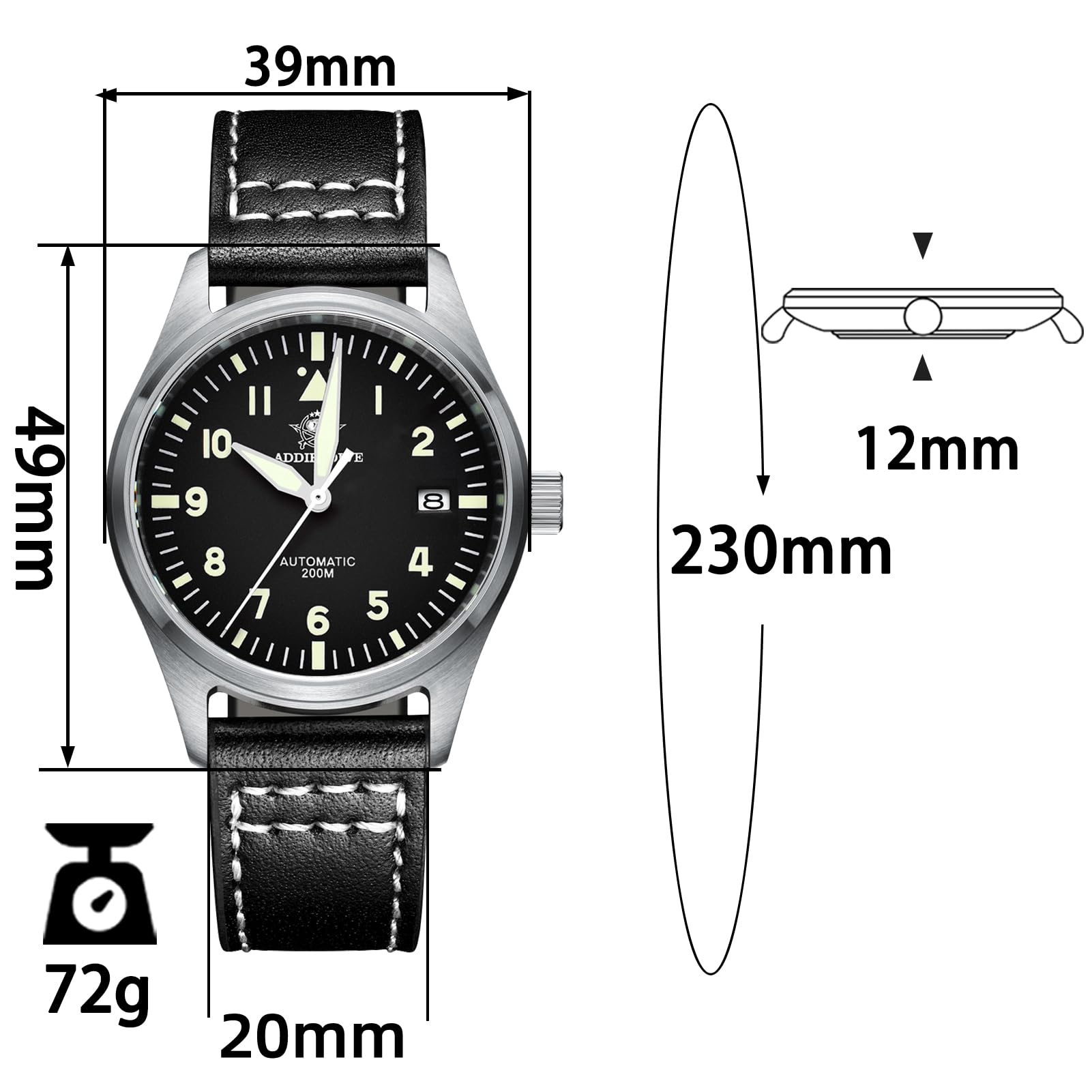 ADDIESDIVE automatikuhren Herren leuchtendanaloge Uhr automatik NH35A/8215 Mechanische Uhren Edelstahl Uhr