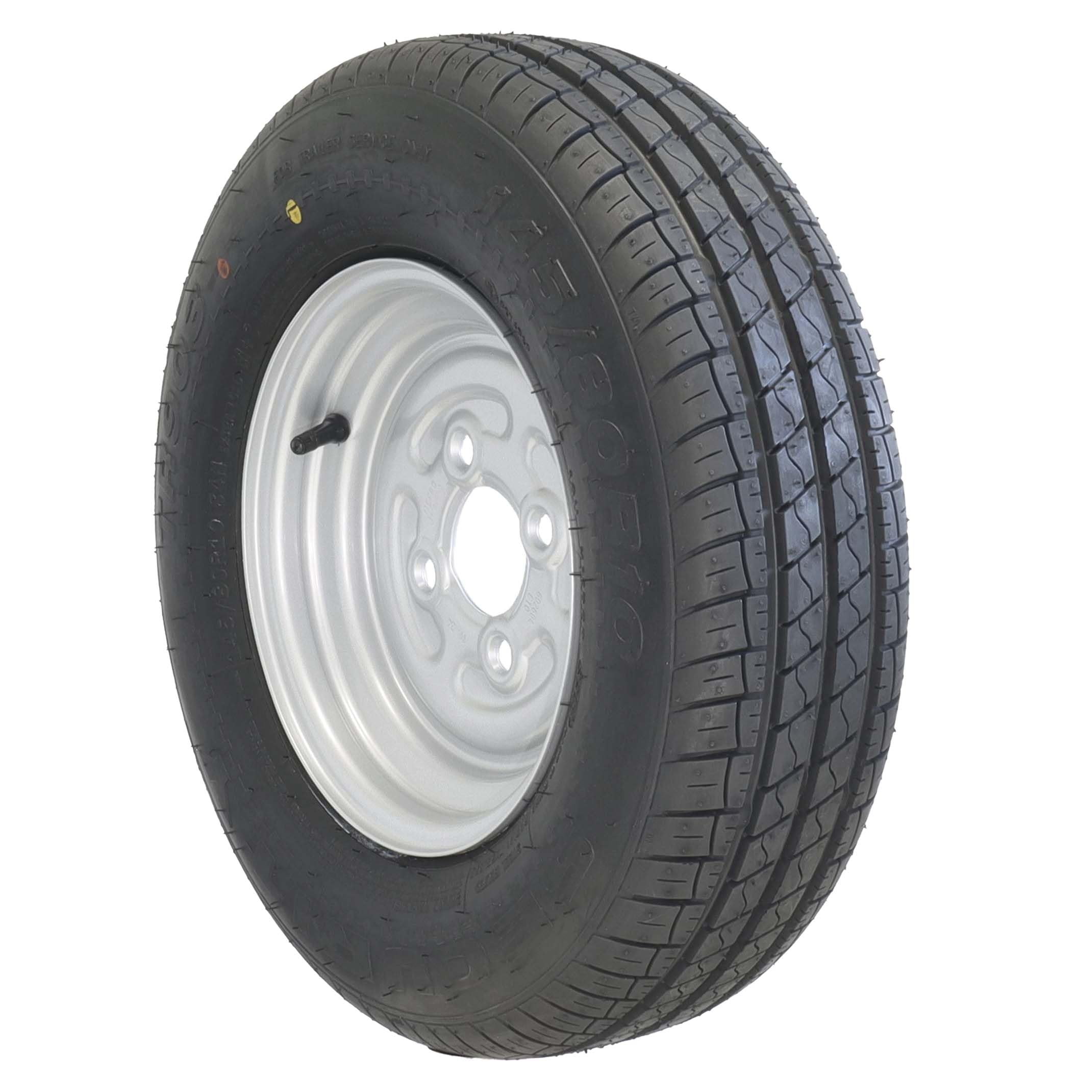 The Drive | Komplettrad 145 R10 82/84N M+S (145/80R10) für kleine Pkw-Anhänger | Felge 3,50x10 ET0 / ML60 – Lochkreis 4x100 | Tragkraft 440kg – max. 140 km/h | mit Felge