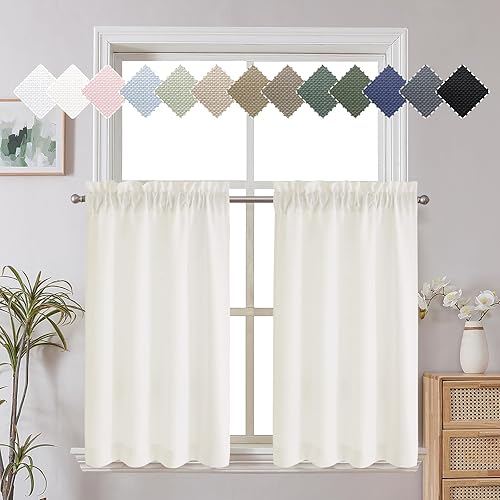 Miniatura 131 de Chyhomenyc Cortinas Rojas Navideñas de 84 Pulgadas de Largo Juego de 2 Paneles, Lino Sintético Texturizado Semi Filtrante de Luz Suave Aireado