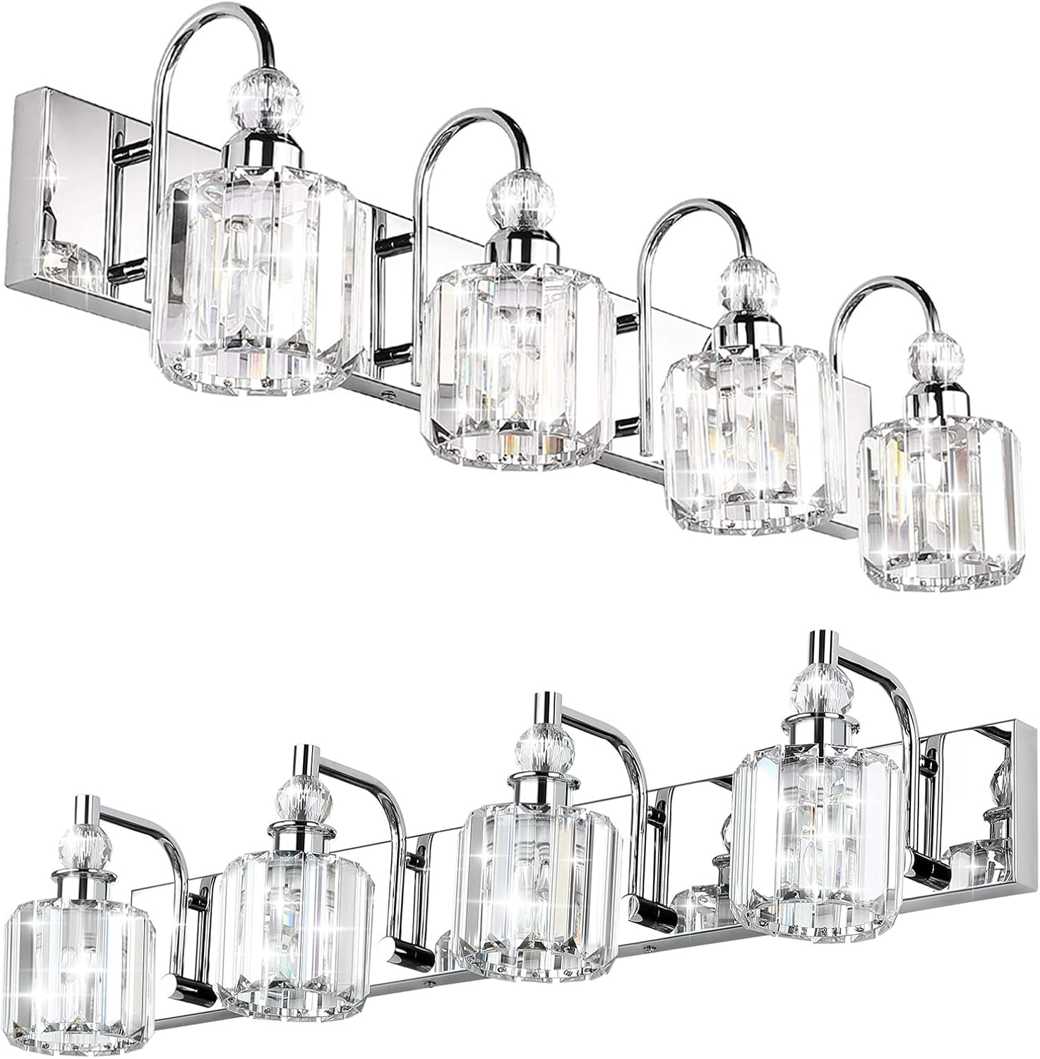 Ralbay Modern Crystal Vanity Light for Bathroom Crystal Chrome Bathroom Wall Light Fixtures Over Mirror Crystal Bathroom Vanity Lights
