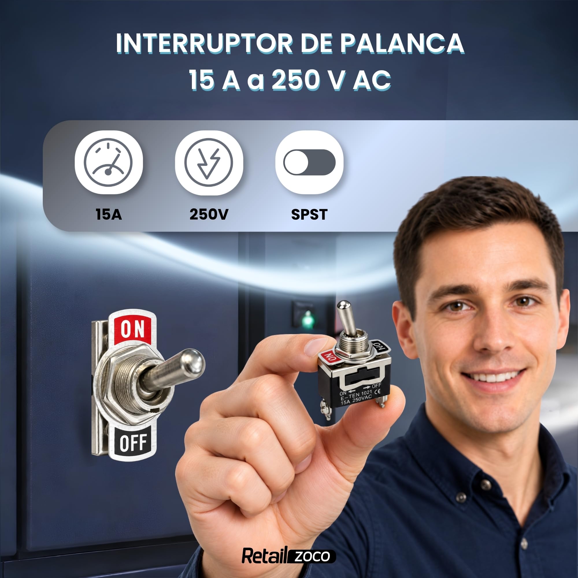 Interruptor de palanca SPST ON/OFF 2 pin, 1 Unidad - imagen 3