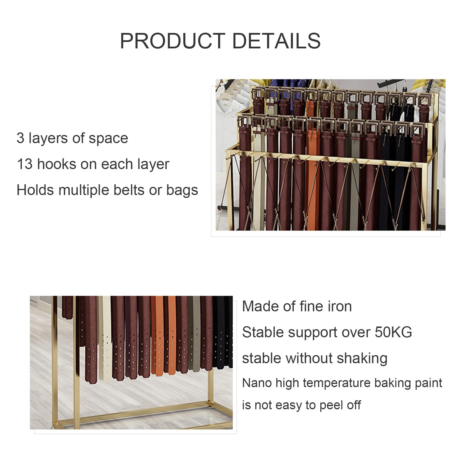Soporte de metal para colgar cinturones, corbatas, bufandas, bolsos y chales, organizador de grado comercial para armario de hombres.