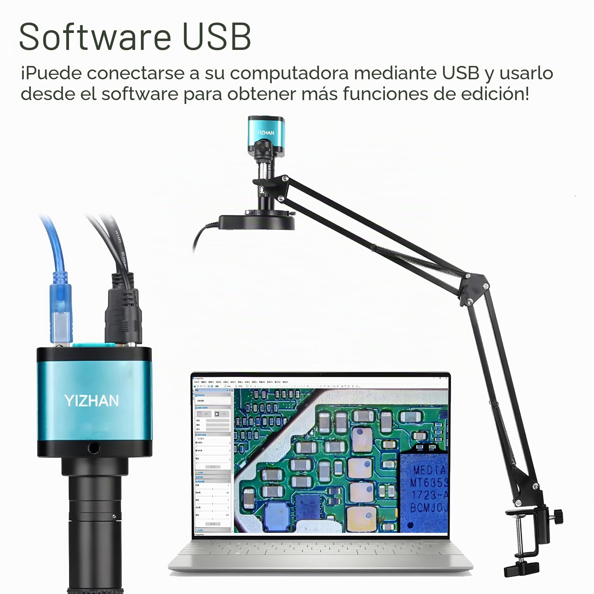 Microscopio de soldadura 4K UHD Microscopio digital electrónico IMX327 HDMI USB cámara de soldadura 130X 150X 180X Lente Zoom (4K 48MP IMX327 HDMI+150X Soporte Plegable A)