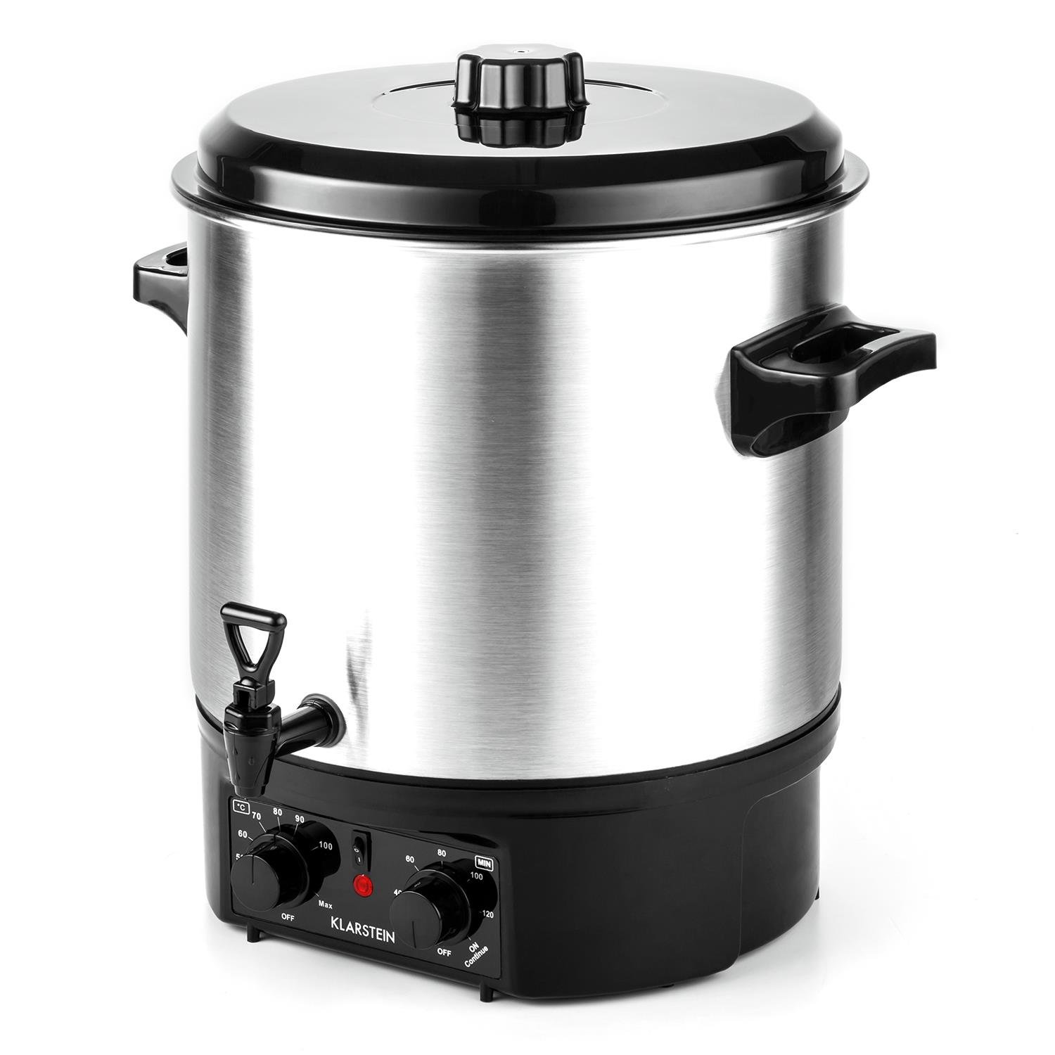 Klarstein Biggie - apparecchio infusore, pentola da sciroppo, pentola da conserva, apparecchio per il vin brulé, elettrico, Capacità: 27 l, 2 w, manici termicamente isolati, argento